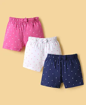 Babyhug Single Jersey Knit Mid Thigh
                              Shorts With Polka Dots Print Pack of 3 -
                              Multicolor