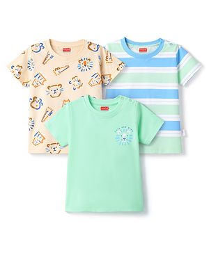 Babyhug Cotton Knit T-Shirts Half Sleeves with Graphics Multi Color 6-9 Months Pack of 3