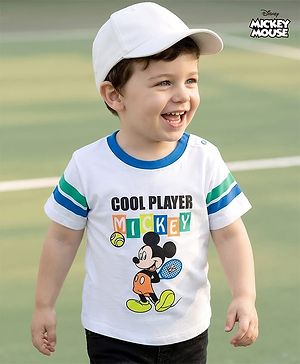 Babyhug Disney Single Jersey Knit Half Sleeves T-Shirt with Mickey Mouse Graphics - White