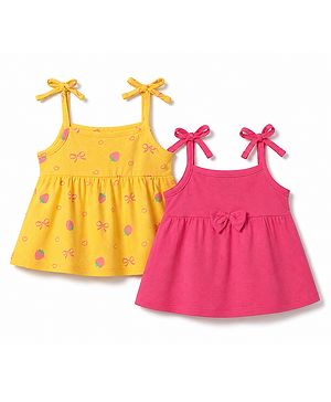Babyhug Cotton Knit One Piece Dresses/Frocks with Shoulder Straps Pack Of 2 Multi ColorNew Born
