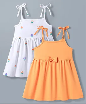 Babyhug Single Jersey Knit
                                  Sleeveless Fit & Flare Frock With
                                  Floral Print Pack of 2 - Multicolor