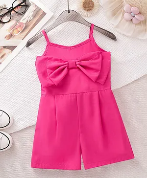 Mark & Mia Sleeveless Solid
                              Jumpsuit With Bow Applique - Fuchsia