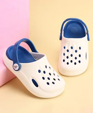 Pine Kids Back Strap Closure Solid Colour
                      Clogs - White & Blue