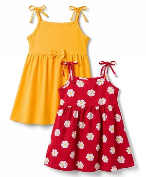 Babyhug Cotton Knit One Piece
                                  Dresses/Frocks with Shoulder Straps
                                  All Over Floral Prints Multi Color
                                  Newborn