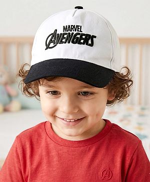 Pine Kids Marvel Cotton Woven Cap With Avenger Graphics - White & Black