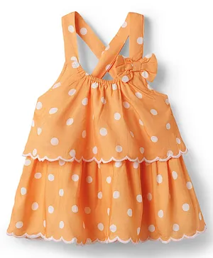 Babyhug Cotton Woven Sleeveless Top
                              with Polka Dot Print & Bow Applique -
                              Multicolor