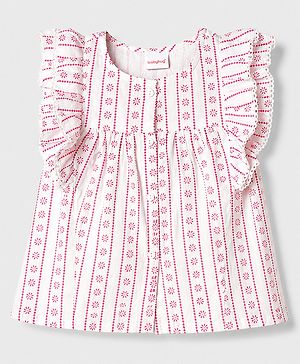 Babyhug 100% Cotton Woven Frill Sleeves Top With Floral Print - Multicolor