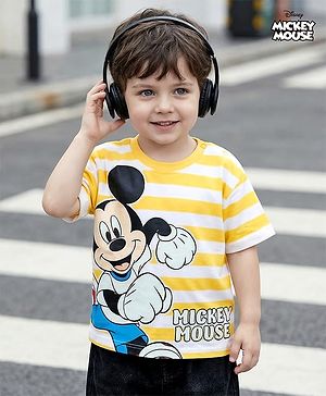 Babyhug Disney Single Jersey Knit Half Sleeves Oversized T-Shirt with Mickey Mouse Graphics - Multicolor