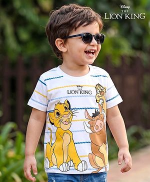 Babyhug Disney Single Jersey Knit Half Sleeves T-Shirt With Lion King Graphics - White