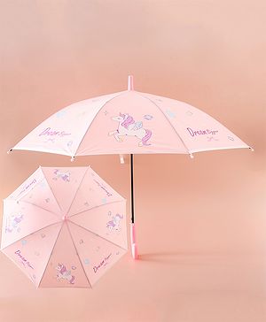 Babyhug Free Size Umbrella with Unicorn Print - Pink
