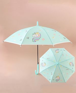 Babyhug Free Size Umbrella with Unicorn Print - Sea Green