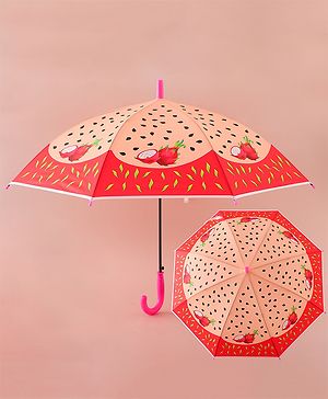 Babyhug Kids Umbrella With Dragon Fruit Print - Dark Pink
