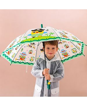 Babyhug Free Size Umbrella With Penguin Print - Green