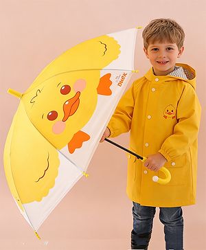 Babyhug Free Size Umbrella with Chick Print - Yellow