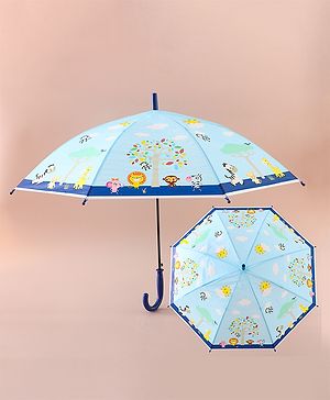 Babyhug Free Size Umbrella with Animal Print - Blue