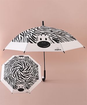 Babyhug Free Size Umbrella with Zebra Print - Black & White