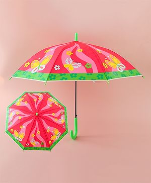 Babyhug Free Size Umbrella with Butterfly & Floral Print - Multicolor