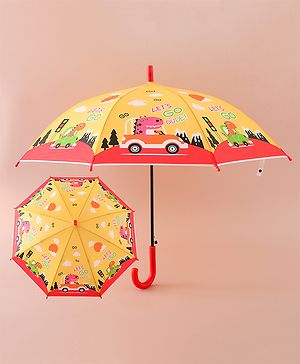 Babyhug Free Size Umbrella with Dino Print - Yellow