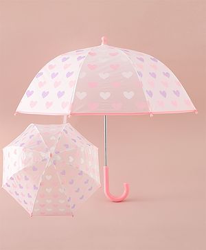 Pine Kids Free Size  Umbrella with Heart Print - Pink