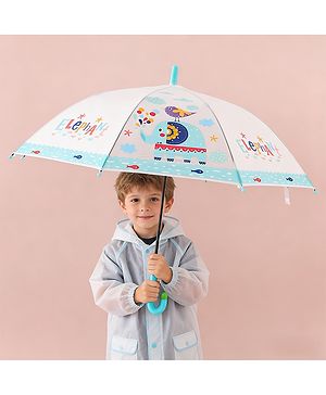 Babyhug Free Size Umbrella with Elephant Print - Blue