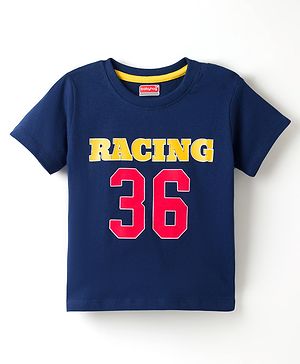 Babyhug Cotton Knit Half Sleeves T-Shirt With Racing Print - Multicolor