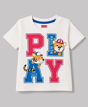 Babyhug Cotton Knit T-Shirt with Graphic Print Half Sleeves Multi Color 9-12 Months