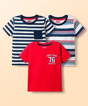 Babyhug Cotton Knit T-Shirts Half Sleeves with Graphics Pack of 3 Multi Color 9-12 Months