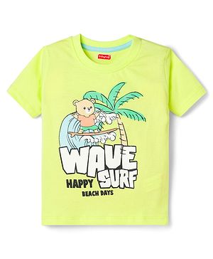 Babyhug Cotton Knit Half Sleeves T-Shirt With Surfing Print - Multicolor