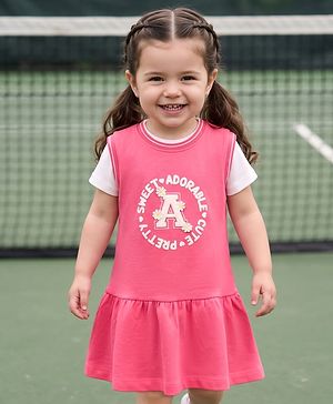 Babyhug Cotton Knit Frocks with Inner Tee Sweet Adorable Cute Graphic Pink 9-12 Months