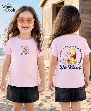 Babyhug Disney 100% Cotton Knit Half Sleeves T-Shirt With Front & Back Winnie the Pooh Graphic - Pink