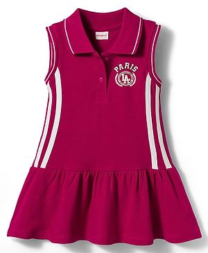 Babyhug Cotton Knit One Piece Dress Sleeveless Polo Neck Purple 9-12 Months