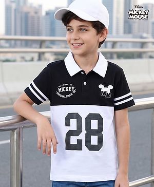 Pine Kids Disney Single Jersey Knit Half Sleeves Polo T-Shirt With Mickey Mouse Graphics - Multicolor