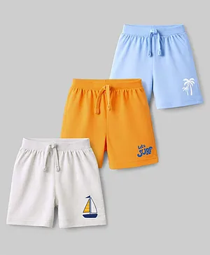 Babyhug Cotton Single Jersey Knit Mid
                              Thigh Shorts With Beach Theme Print Pack
                              of 3 - Multicolor