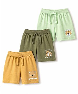Babyhug Single Jersey Knit Mid Thigh Shorts with Animal Print Pack of 3 - Multicolor