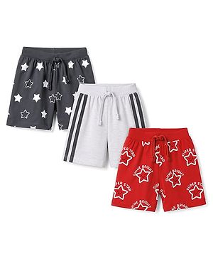 Babyhug Single Jersey Knit Mid Thigh Shorts with Star Print Pack of 3 - Multicolor