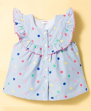 Babyhug Cotton Woven Top Sleeveless Striped All Over Print Multi Color 9-12 Months