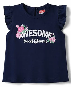 Babyhug
                              Cotton Knit T-Shirt with Graphic Print and
                              Ruffle Sleeves Multi Color 6-9 Months