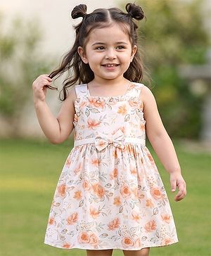 Babyhug Cotton Woven One Piece Dress Floral Print White 3-6 Months