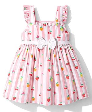 Babyhug Cotton Woven One Piece Dress with Fruit Print Multi Color 9-12 Months