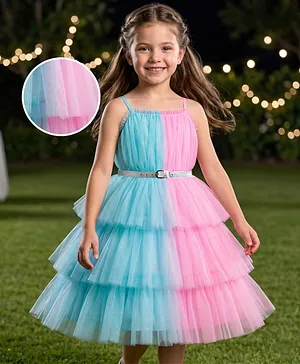 Hola Bonita Knit Sleeveless Fit &
                              Flare Party Dress With Belt - Pink