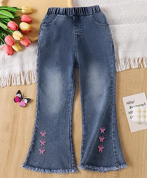 Mark & Mia Full Length Jeans with
                      Butterfly Embroidery - Blue