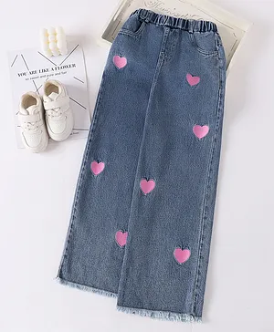 Mark & Mia Cotton Full Length
                              Hearts Embroidered Jeans - Blue