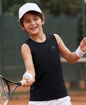 Pine Active Knit Sleeveless Solid Tank T-Shirt -Black