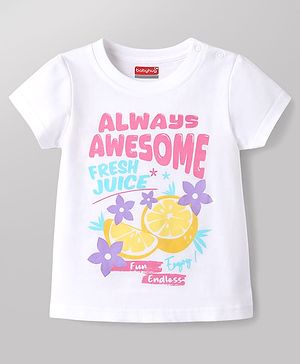Babyhug Cotton Knit T-Shirt with Graphic Print Multi Color 6-9 Months