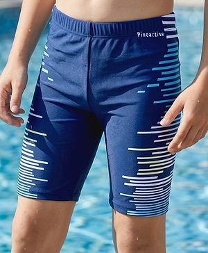 Pine Active Printed Swimming Trunk - Navy Blue
