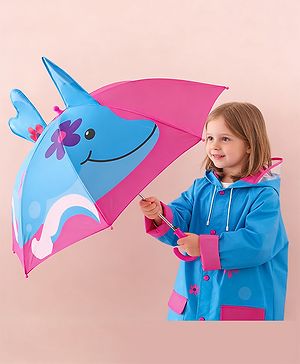 Babyhug Free Size Umbrella with Shark Print - Blue