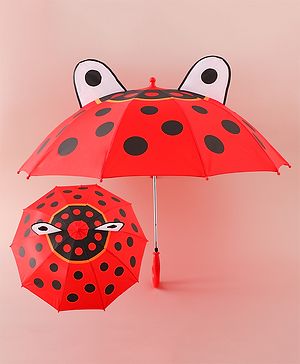 Babyhug Free Size Umbrella with Polka Dots Print & Applique - Red
