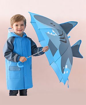 Babyhug Free Size Umbrella with Shark Print - Blue