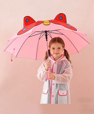Babyhug Free Size Umbrella with Butterfly Print - Pink