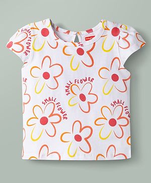 Babyhug Cotton Knit Half Sleeves T-Shirt with Floral Print - Multicolor
